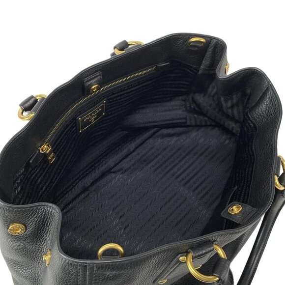 PRADA - Black Leather Tote Bag 666-050225 - Picture 12 of 14
